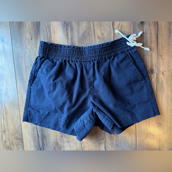 J. Crew Pants - J.Crew Linen Drawstring Shorts XS Navy Elastic Waist Coastal Summer